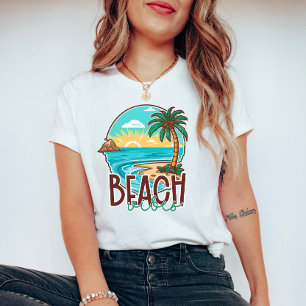 T-shirt Beach Vibes Sunset - Palm Tree Tropical & Ocean