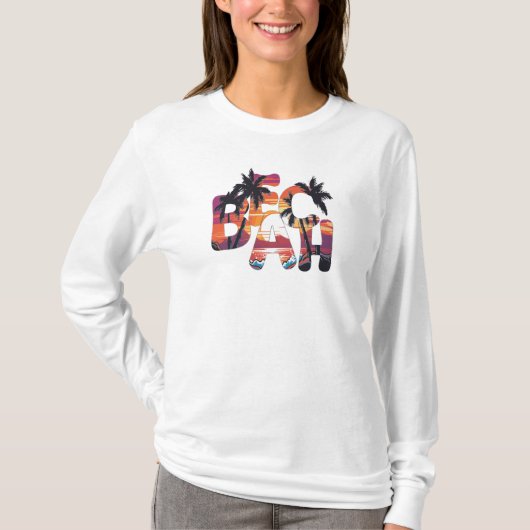 T-shirt Beach Waves Palm Trees (Devant)