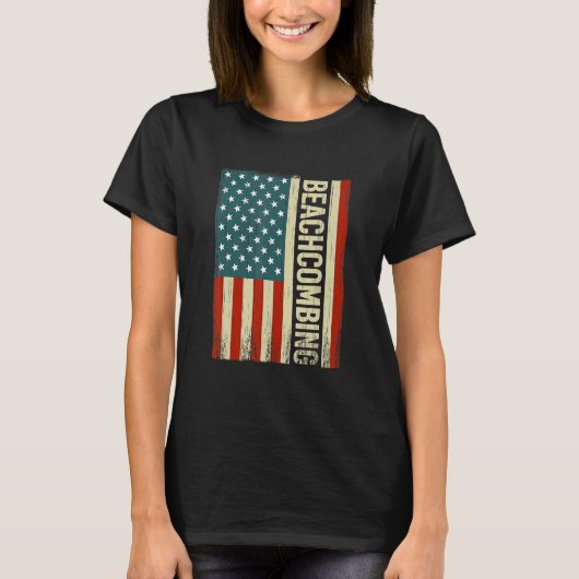 T-shirt Beachcombing USA Flag 4th of July beachcomb beachc (Devant)