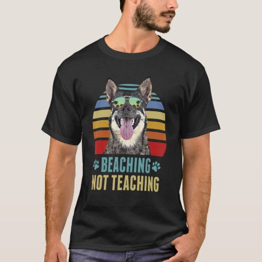 T-shirt Beaching Not Teaching Swedish Vallhund Dog Summer (Devant)