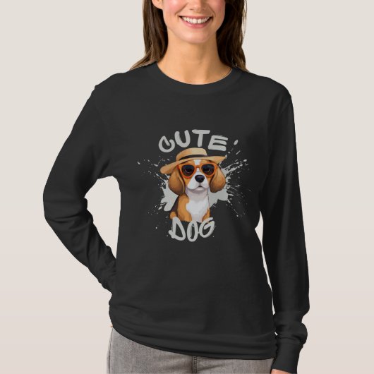 T-shirt Beagle adorable en lunettes de soleil | Graphique (Devant)