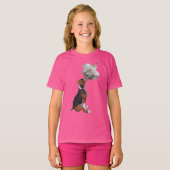 T-shirt Beagle Chien blanc chiot Rose mignonne  (Devant entier)