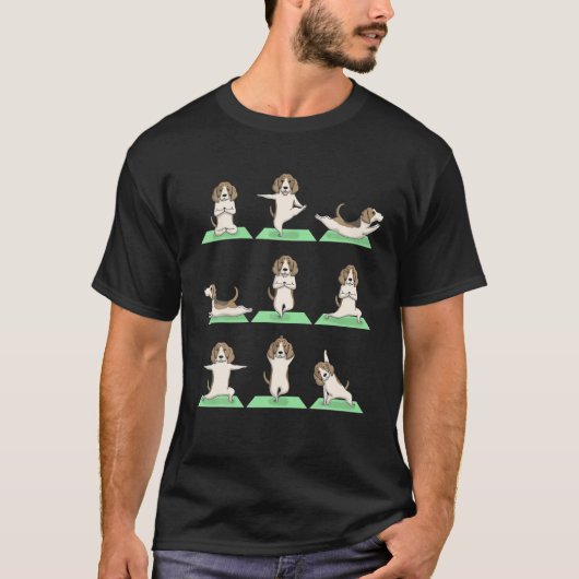 T-shirt Beagle Chien Yoga Pose Zen Cute Exercice d'entraîn (Devant)