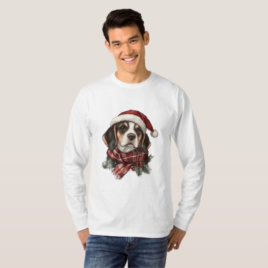 T-shirt Beagle de Noël (Devant entier)