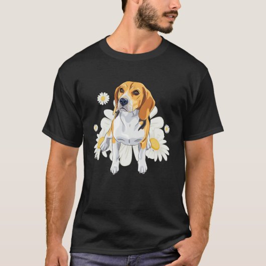 T-shirt Beagle Dog Daisy Flower Floral Beagle (Devant)