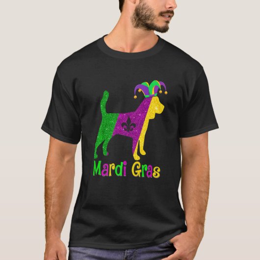 T-shirt Beagle Dog Lover Mardi Gras Carnival Jester Premiu (Devant)