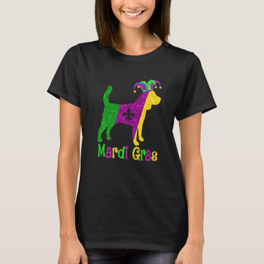 T-shirt Beagle Dog Lover Mardi Gras Carnival Jester Premiu (Devant)