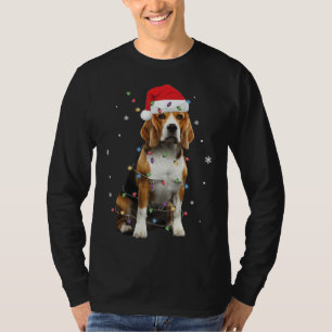 T-shirt Beagle du Père Noël avec guirlandes de Noël Cadeau