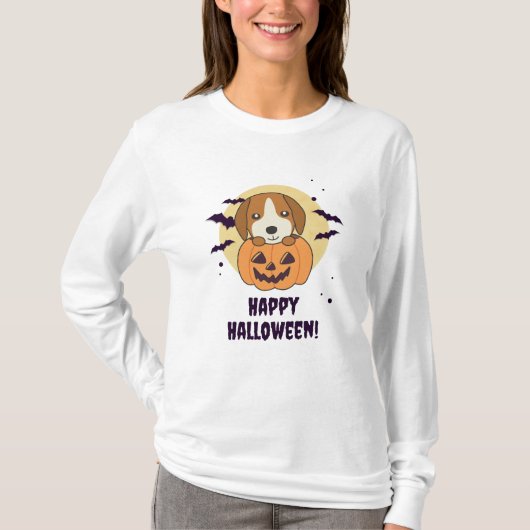 T-shirt Beagle En Chiens Doux Citrouilles Bonne Halloween (Devant)