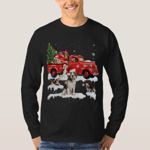T-shirt Beagle équitation Camion Rouge Joyeux Noël Noël X