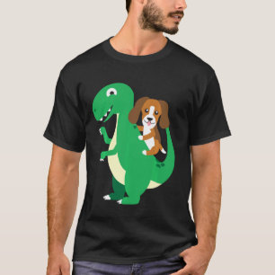 T-shirt Beagle équitation T Rex Cool Dinosaur Dino Chien H