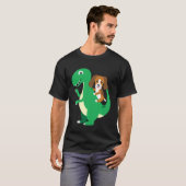 T-shirt Beagle équitation T Rex Cool Dinosaur Dino Chien H (Devant entier)