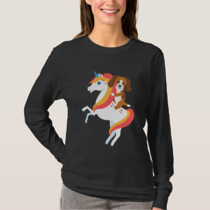 T-shirt Beagle équitation Unicorn mignon chien drôle Hallo