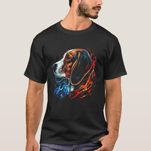 T-shirt Beagle Flames Cute Dog (Devant)