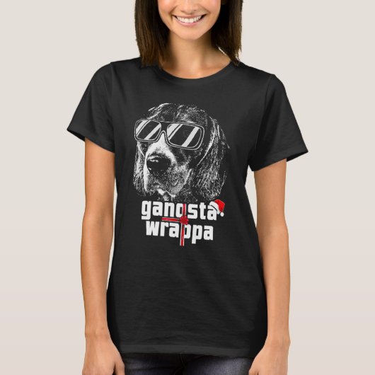 T-shirt Beagle Gangsta Wrapper Noël (Devant)