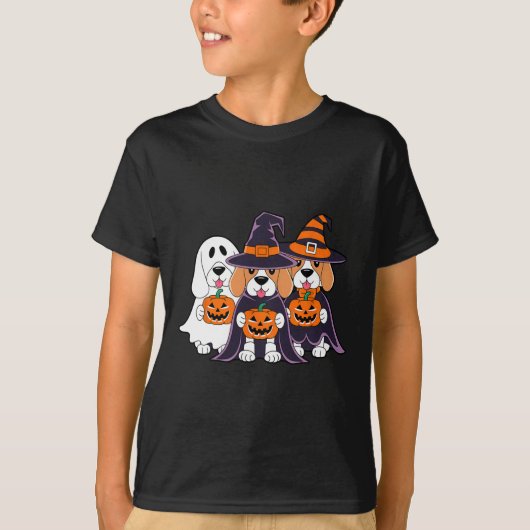 T-shirt Beagle Ghost Citrouille Halloween Conception Pour (Devant)