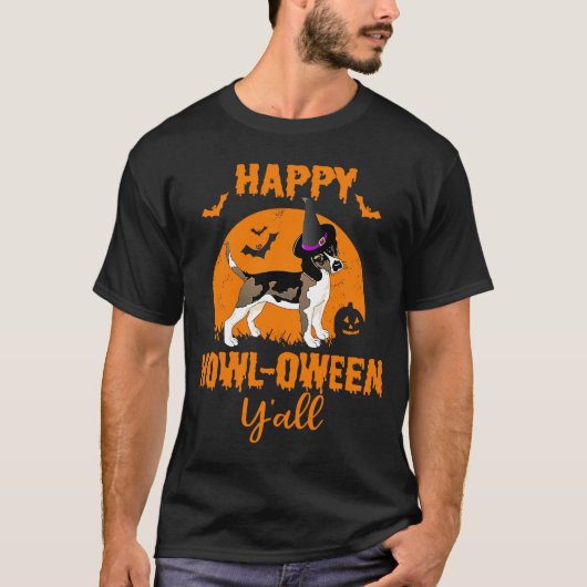 T-shirt Beagle Halloween Happy Howloween Chien jeu (Devant)