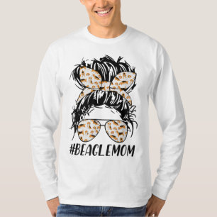 T-shirt Beagle Maman Messy Bun Cheveux Chien Mama Propriét
