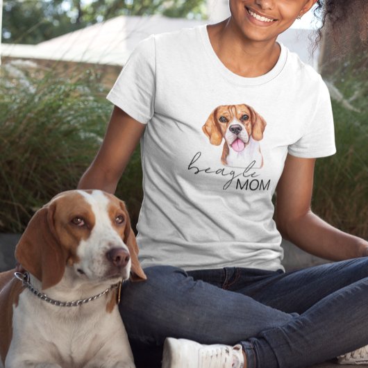 T-shirt Beagle Maman mignonne Aquarelle Amoureux des chien