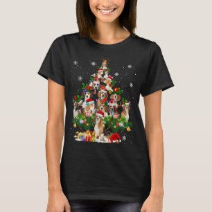 T-shirt Beagle Noël Arbre Lumières Drôle Chien Xmas Cadeau