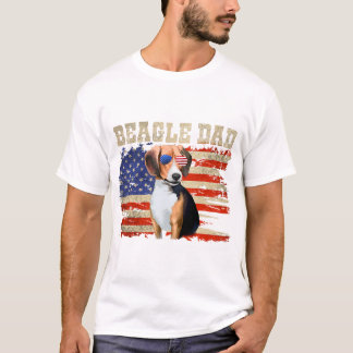 T-shirt beagle papa américain drapeau chien hommes juillet
