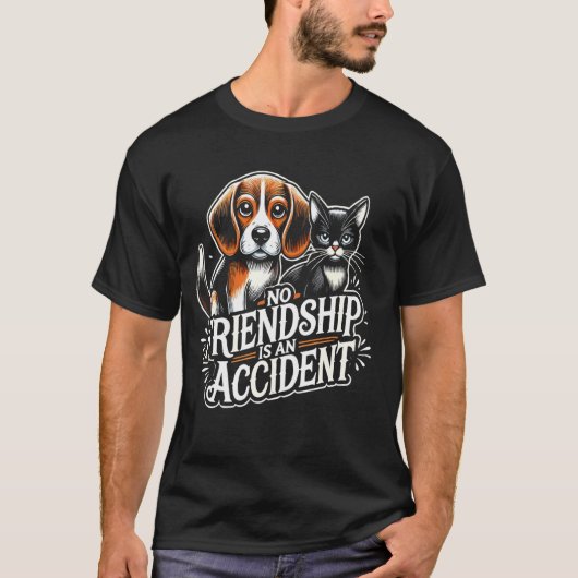 T-shirt Beagle Pas D'Amitié Accident Chat Chiot (Devant)