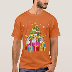 T-shirt Beagle Père Noël Chien Noël Arbre famille Correspo