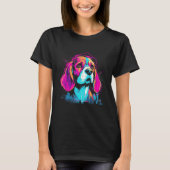 T-shirt Beagle Rainbow Retro Design (Devant)