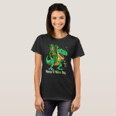 T-shirt Beagle Riding Dinosaur Patricks Day Shamrock (Devant entier)