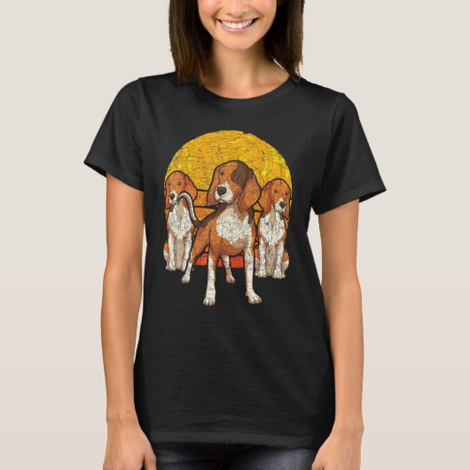 T-shirt Beagle Sunset rétro (Devant)