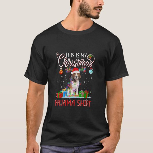 T-shirt Beagle Tree Light Chien Noël C'Est Mon Père Noël (Devant)