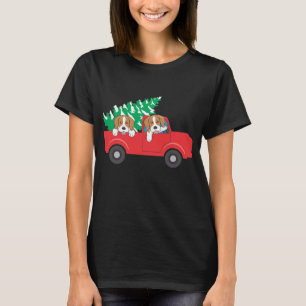 T-shirt Beagles À cheval Un Camion Rouge Beagle Chien Noël