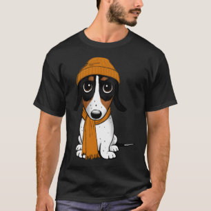 T-shirt Beanie Dog - Piebald Dachshund - Cute Hipster