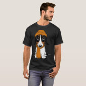 T-shirt Beanie Dog - Piebald Dachshund - Cute Hipster (Devant entier)