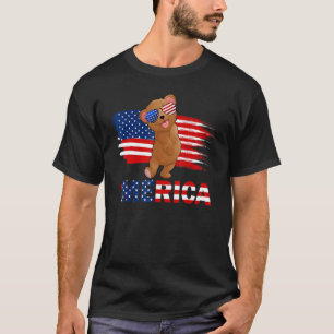 T-shirt Bear American Flag Lunettes de soleil Merica 4 jui