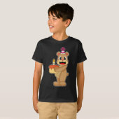 T-shirt Bear Anniversaire Chandelle Gâteau (Devant entier)