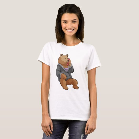 T-shirt Bear as Secretary with Phone (Devant entier)