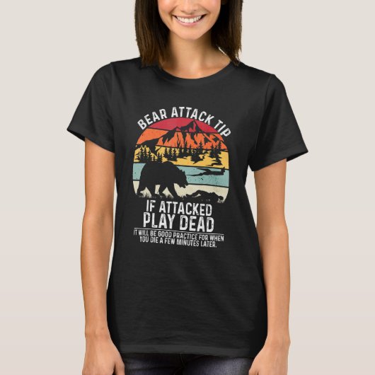 T-shirt Bear Attack Tip Camping Hiking Outdoor Travel  Vin (Devant)