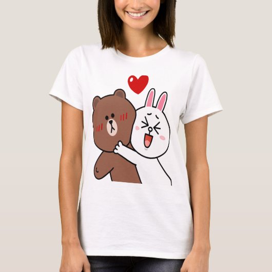 T-shirt Bear Brown Cony Lapin Amateurs De Lapin En Amour H (Devant)