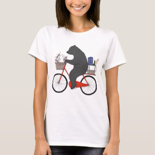 T-shirt Bear & Bunny sur Vélo aller pique-niquer amour mi