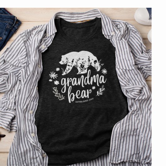 T-shirt Bear de grand-mère florale mignonne | Cadeau pour 