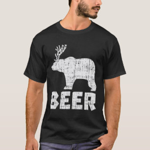 T-shirt Bear Deer Beer Drôle Boire Chasse Camping Papa