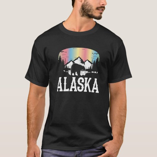 T-shirt Bear Forest Alaska North Lights Alaska (Devant)
