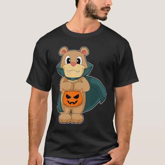 T-shirt Bear Halloween Vampire Citrouille (Devant)