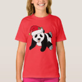 T-shirt Bear Panda de Noël mignonne à Santa Hat Kids (Devant)