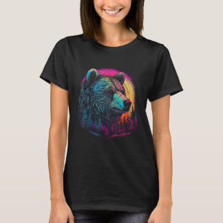 T-shirt Bear Pink sunset Wild animal