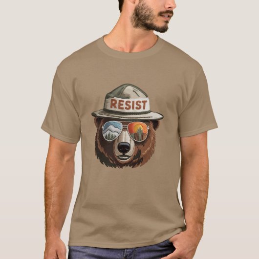 T-shirt Bear Resist Protect Our National Parks Save the en (Devant)
