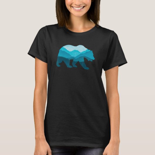T-shirt Bear Silhouette Outdoor Landscape Wildlife Forest (Devant)
