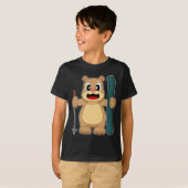 T-shirt Bear Ski Skier Pôles de ski (Devant entier)