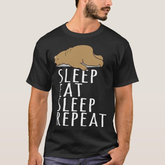 T-shirt Bear Sleep Eat Repeat Slogan Nightdress (Devant)